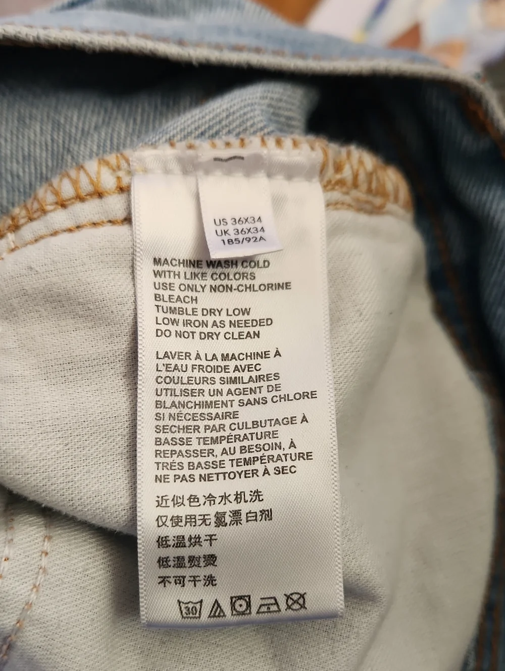 BDG Dad Slim Taper Fit Light Blue Denim Jeans Patchwork 36x34